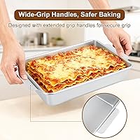 Vista 7 de Bandeja para hornear de 9 x 13, acero aluminizado de grado comercial de gran calibre (2.3 libras), hoja antiadherente texturizada resistente a