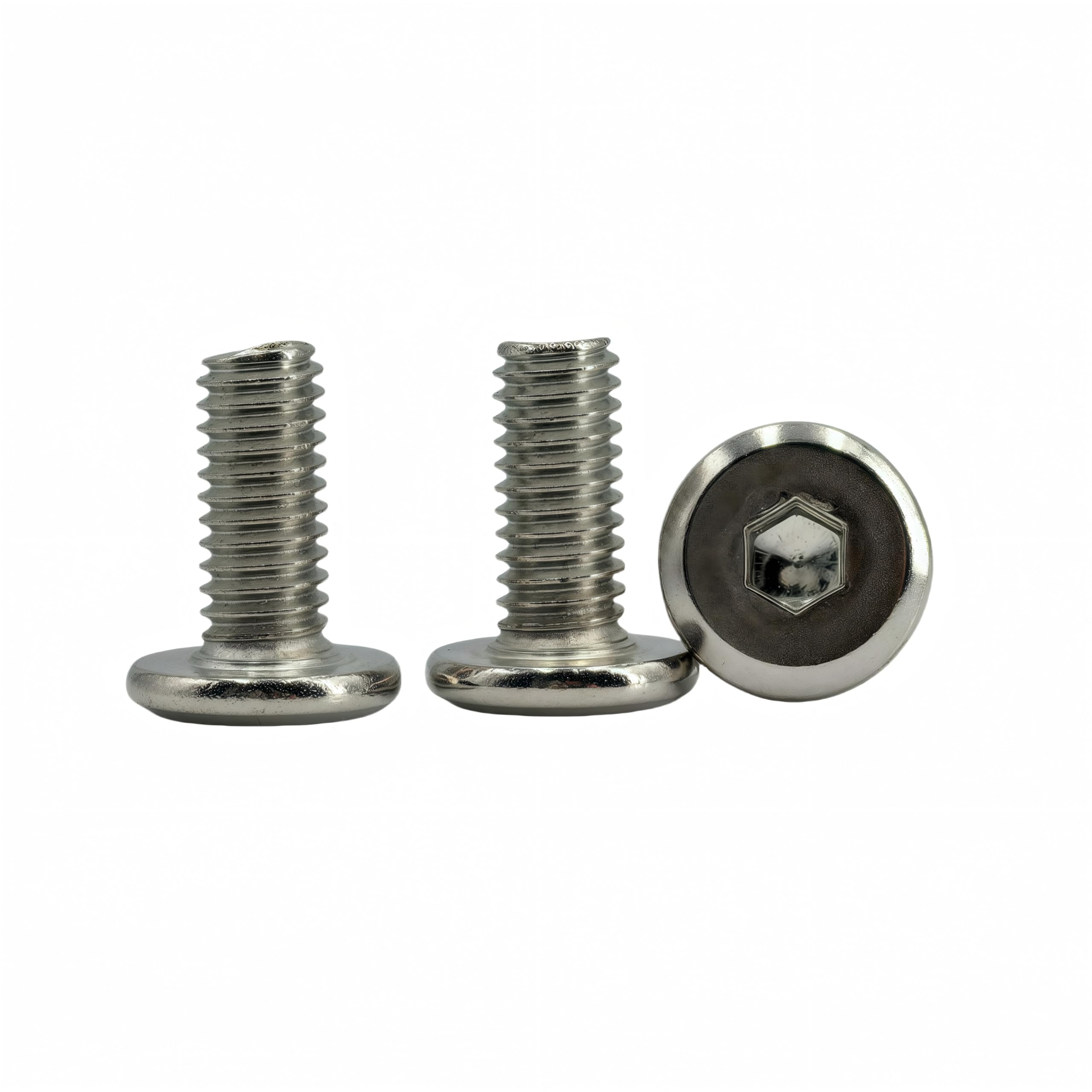 M6-1x10mm Flat Head Hex Socket Cap Screws Bolts 50Pcs,304 Stainless Steel Furniture Bolts, Full Thread(with Hex Spanner)