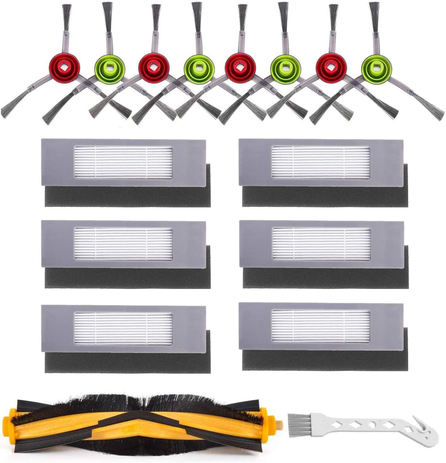 Chuancheng 16Pcs Accessories Kit for Ecovacs Deebot OZMO T8 AIVI T8 Max T8 T5 920 950 Robot Vacuum Cleaner, 1 Main Brush, 8 Side Brushes, 6 Filters