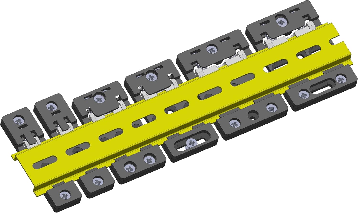 GAURANG 10Pcs DIN Rail Mounting Brackets 35mm Width, Universal Mounting Supports Nylon Industrial Electrical Clamps for Circuit Breakers Switches Solid State Relays, Black DRB48-2-10 Flexible Holes