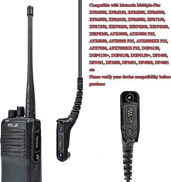 HYSHIKRA Earpiece with Mic Multi Pin Headset Compatible with Motorola DP3400 DP4400 DP4800 DGP4150 XiR-P8200 Xpr-6300 Two Way Radio (Transparent Tube, 1) - 5