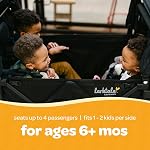 Larktale Caravan Quad, Byron Noir - Poussette pliable/Wagon pour enfants & Bébés - Sièges jusqu'à quatre passagers - 214 Lbs Capacité de poids total - Double Sun Canopies, barre réglable - 2024 Version