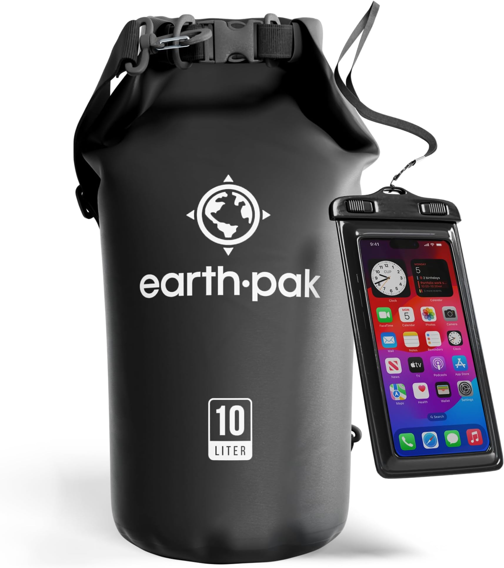 Earth Pak Waterproof Dry Bag - Roll Top Waterproof Backpack Sack Keeps Gear Dry for Kayak with Waterproof Phone Case