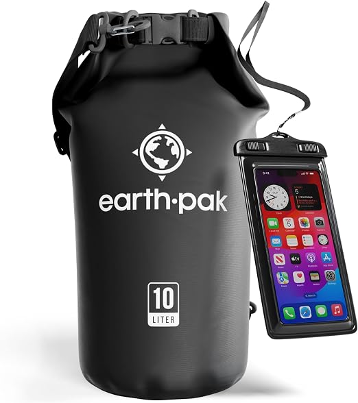 Earth Pak roll-top dry bag: black 10 L