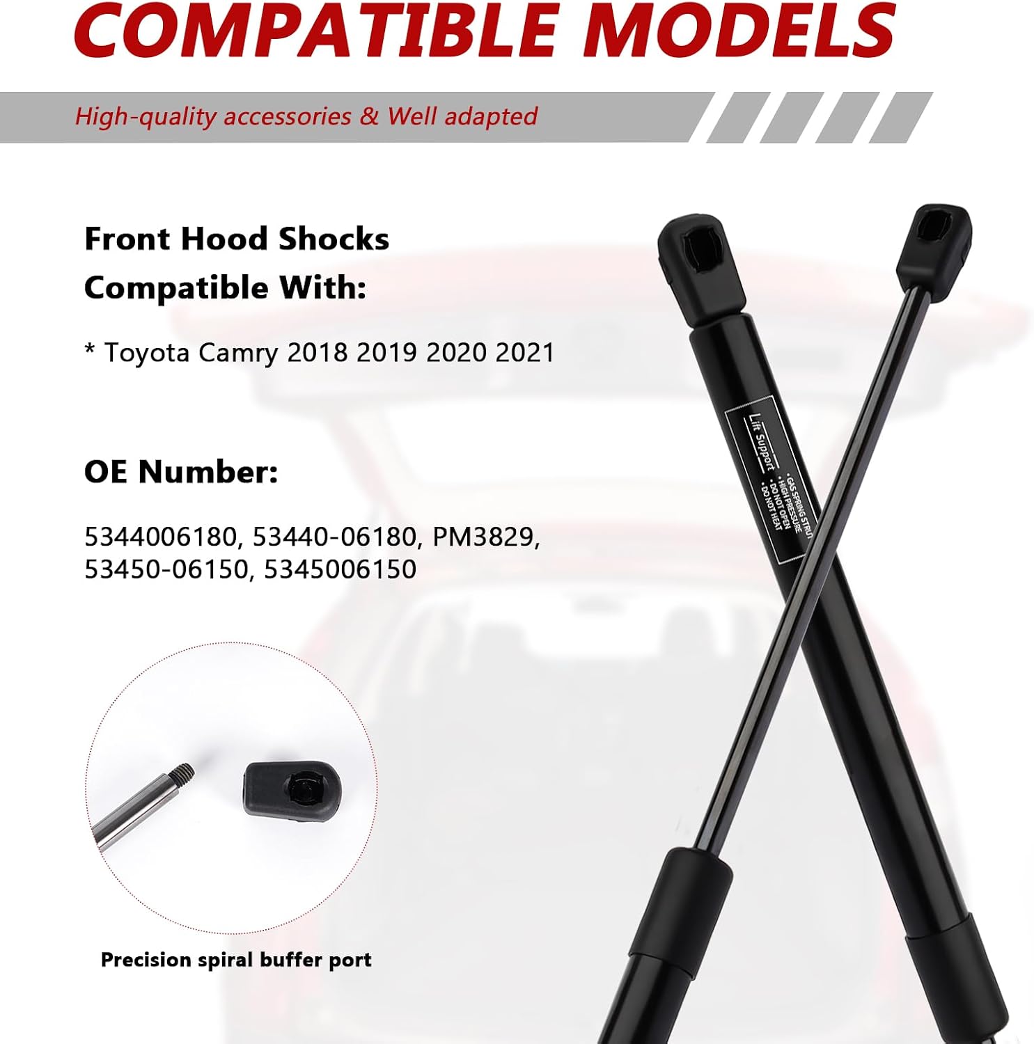 Hood Struts for Toyota Camry 2018-2023, Heavy Duty Gas Spring Kit with Easy Installation, Replaces PM3829 278236