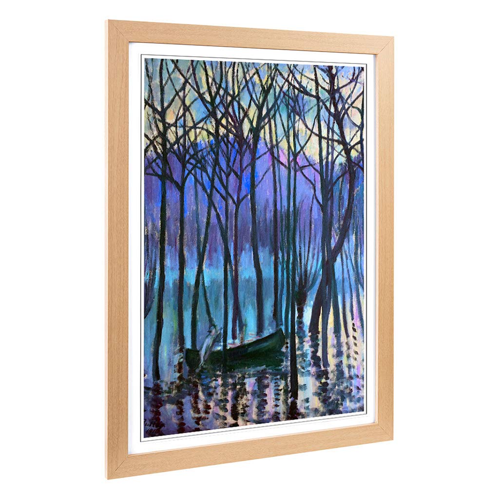Big Box Art Framed Print of Theodore Earl Butler in His Canoe Design | Wall Art Picture | Home Decor for Kitchen, Living Room, Bedroom, Hallway, Oak, A2 / 24.5x18 Inch / 62x45cm