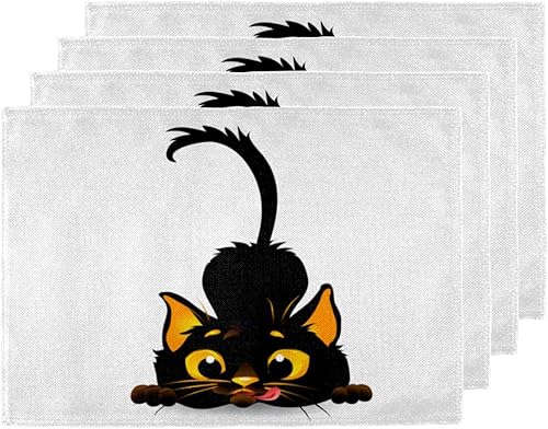 Juego de 4 manteles individuales con diseño de animales de gatos, lavables, impermeables, para fiestas, hogar, comedor, decoración de mesa de 18 x