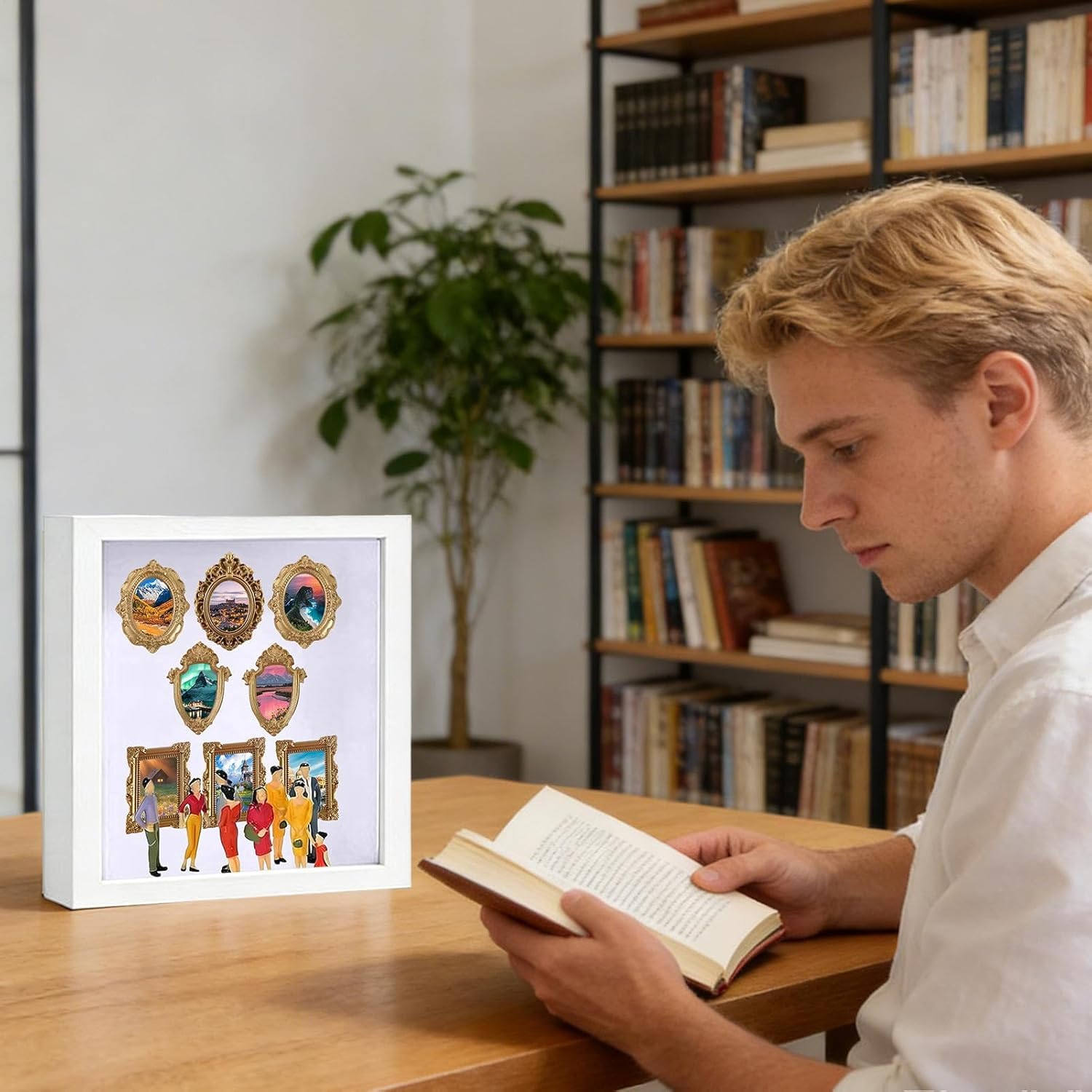 Deep Display Frame - Shadow Box for 3D Artwork Treasured Items | Solid Wood with Clear Glass Cover, Hanging or Standing Design, Perfect for Home Decor, Craft Projects 9.84x9.84 in