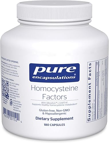 Factores de homocisteína Pure Encapsulations  Suplemento para apoyar los niveles normales de homocisteína y salud cardiovascular*  180 cápsulas