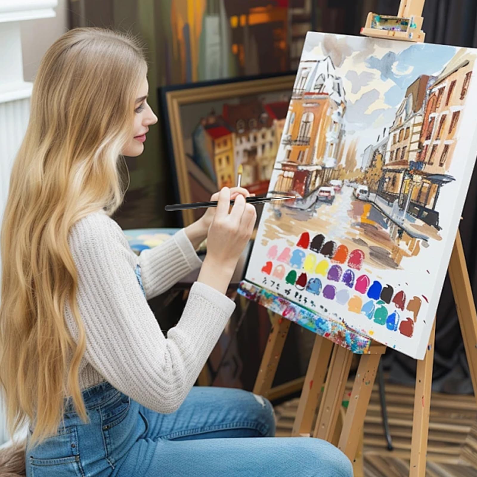 Produktbild von 10-teiliges Malen-nach-Zahlen-Pinsel-Set – Feine Pinsel In 5 Größen (00000, 000, 00, 0, 1) Für Präzisionsarbeiten, Acryl, Modellbau, Nagelkunst, Aquarell Und Öl