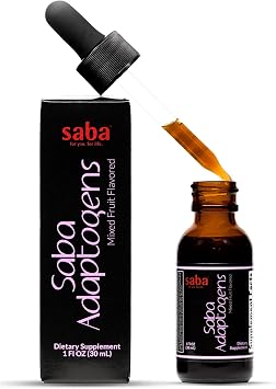 Saba AdaptogenicsTM Liquid Adaptogen Drops | Broad-Spectrum Herbal Blend with Ashwagandha, Rhodiola & Mushroom Complex | Daily Stress Support, Calm, Relaxation & Emotional Wellness | 30 Servings