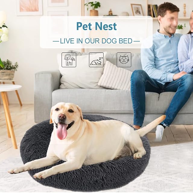 Foto 2 de 7 de KZhanmy Cama de Gato y Perro Redonda Mediano Pequeño, Donut Suave Antiestres