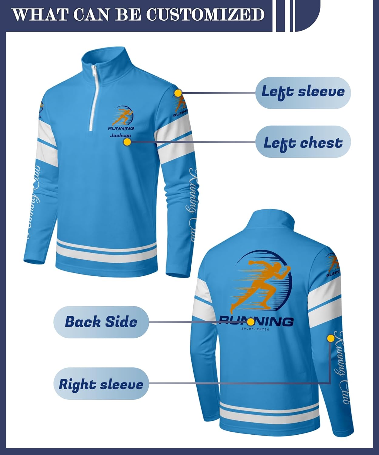 Custom Quarter Zip Pullover for Men Women Design Your Own Zip Sweatshirt Personalized Casual Long Sleeve Polo Shirt, S-4XL - Image 4
