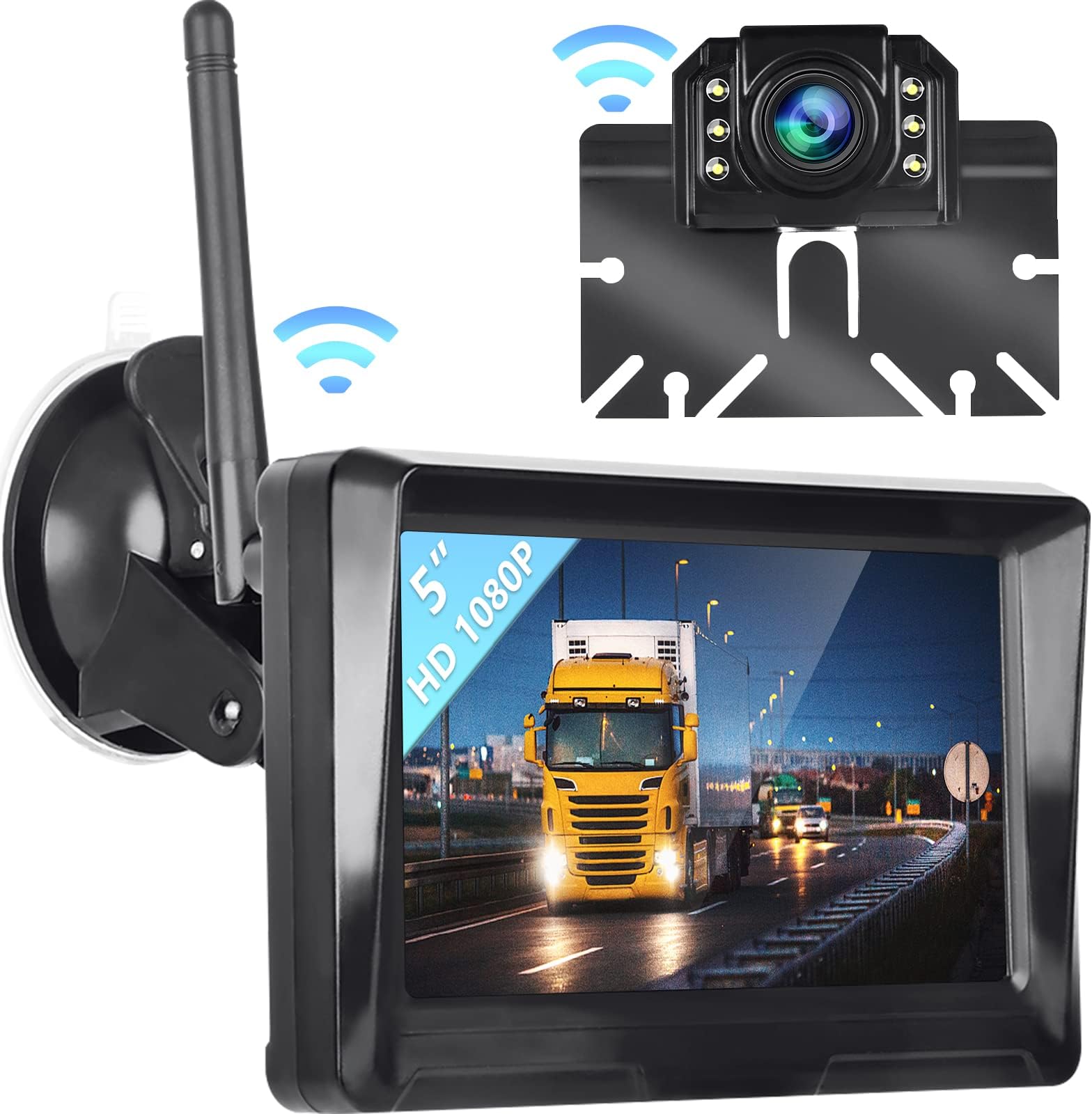 Digitales Wireless Rückfahrkamera Set, 7 Zoll TFT LCD Monitor, 2 x Kabellos Backup Kamera   IP69