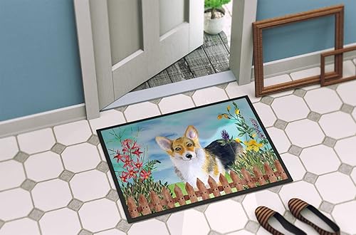 Miniatura 2 de Caroline's Treasures CK1204MAT - Felpudo Pembroke Corgi Spring de 18 x 27 pulgadas, tapete para puerta delantera, interior y exterior, para entrada,