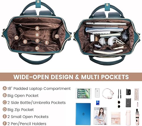 Miniatura 74 de LOVEVOOK Mochila para laptop para mujer, mochila para mujer a la moda, Negro, 15.6 pulgadas