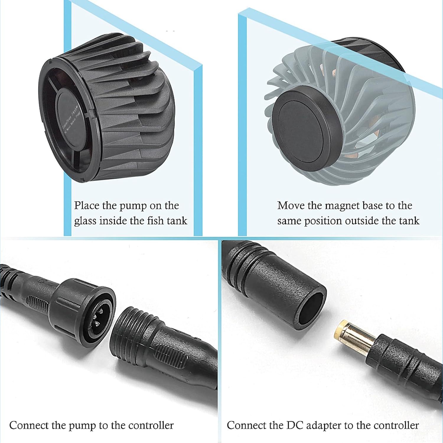 Carefree Fish Aquarium DC24V Magnetic Wave Maker 2200Gph 10W with Digital Led Display Controller Quiet and Powerful Powerhead Variable Frequency Circulation Pump for Freshwater and Saltwater