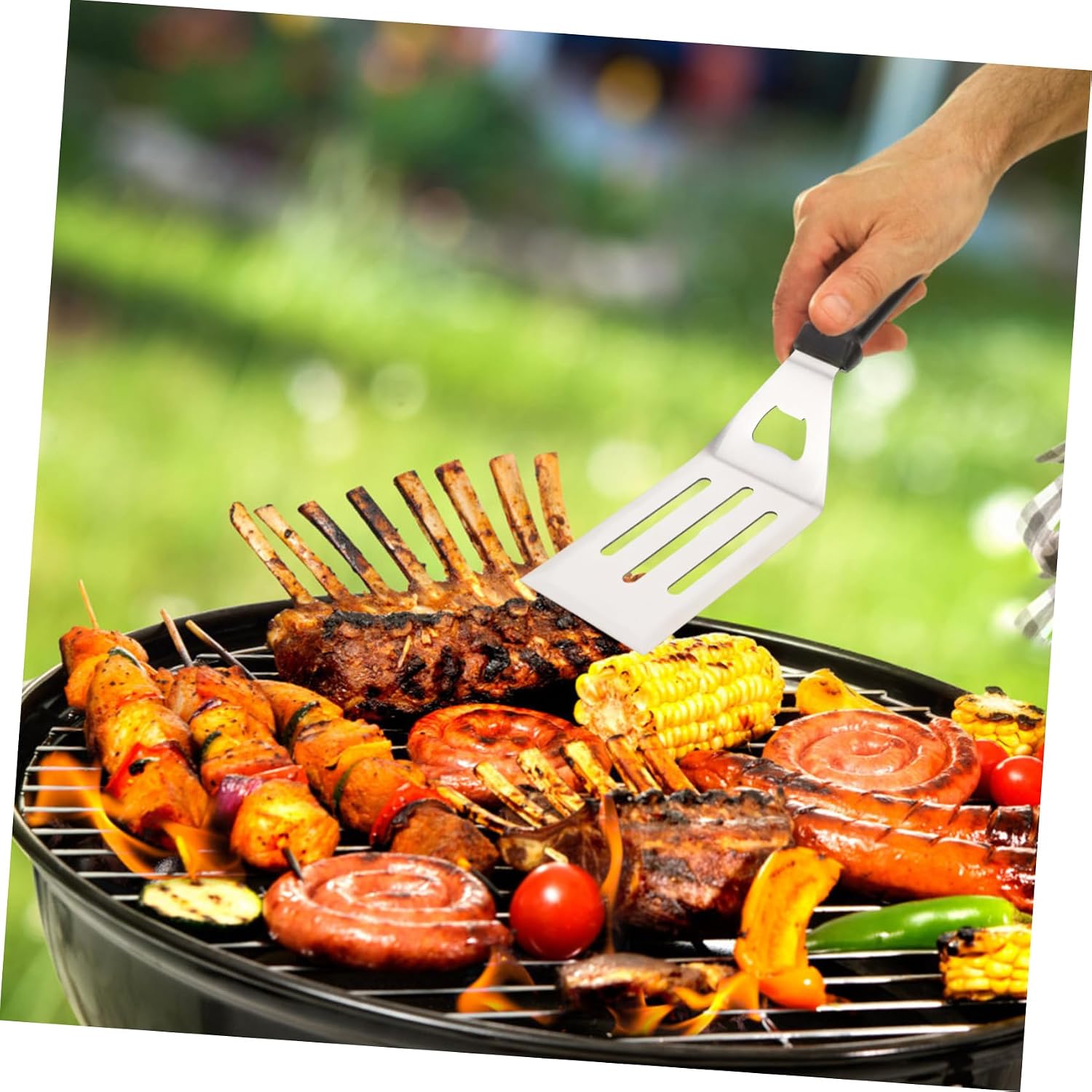 Stainless Steel Cooking Spatula Handle Ergonomic Metal Turner for Stirring Frying Turning Smooth Edges for Safe Use for Home Hotel Restaurant Kitchen Gadgets