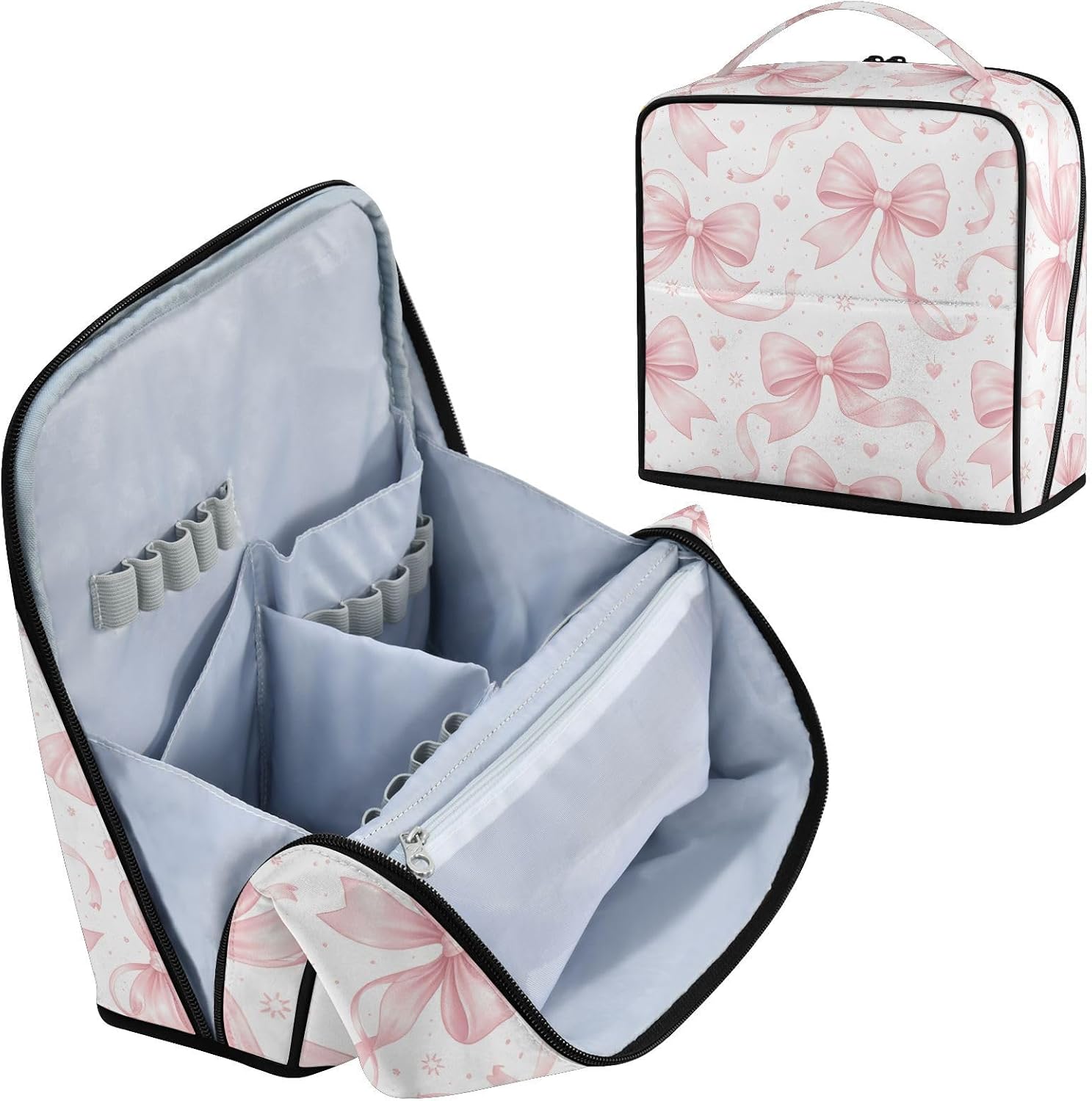 Bows Watercolor Pink Standing Makeup Bag