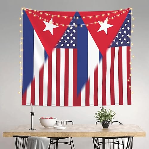 Miniatura 8 de CUTEDWARF Tapiz de bandera estadounidense y bandera de Cuba, para colgar en la pared, para interiores, para colgar en la pared, pósteres para
