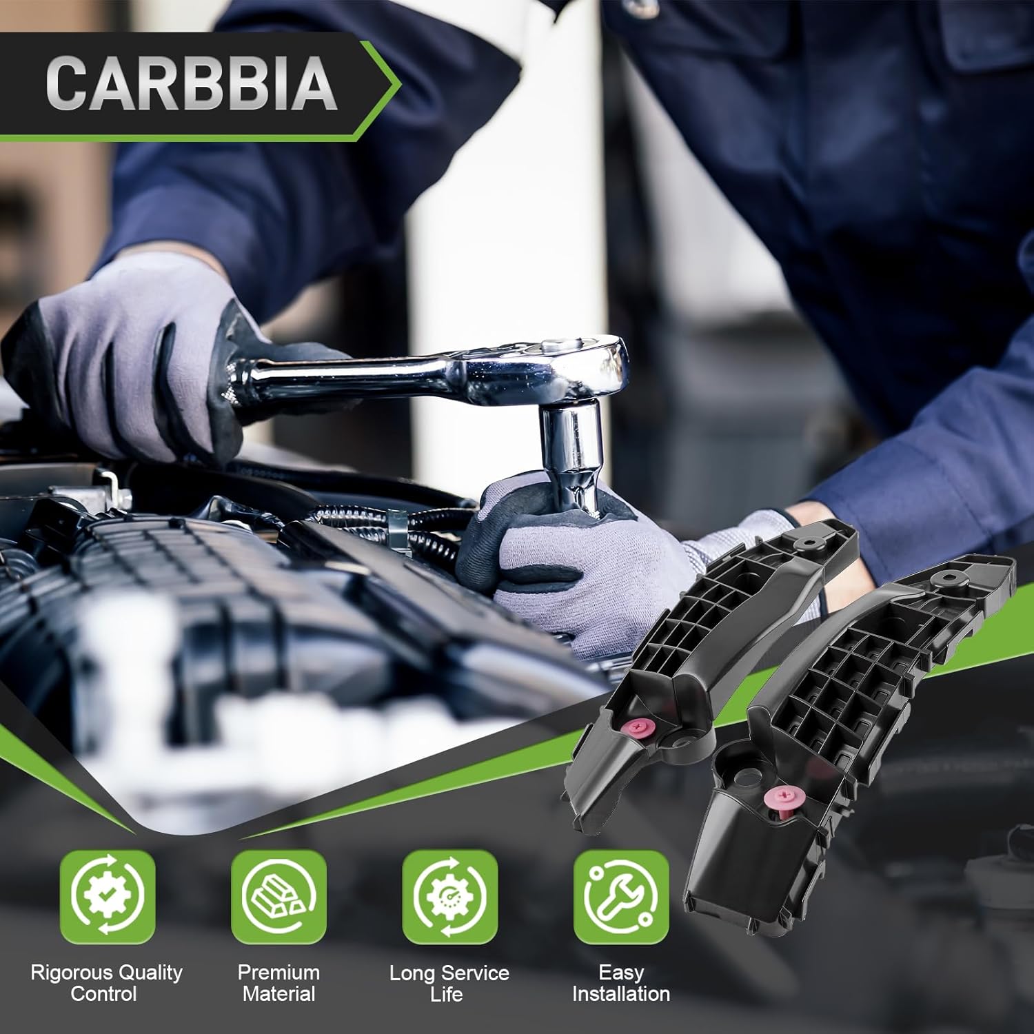 Front Bumper Bracket Right and Left Side Bumper Support Spacer Retainer Brackets Compatible with Toyota Rav4 2019 2020 2021 525350R090 525360R070 TO1033126 TO1023126