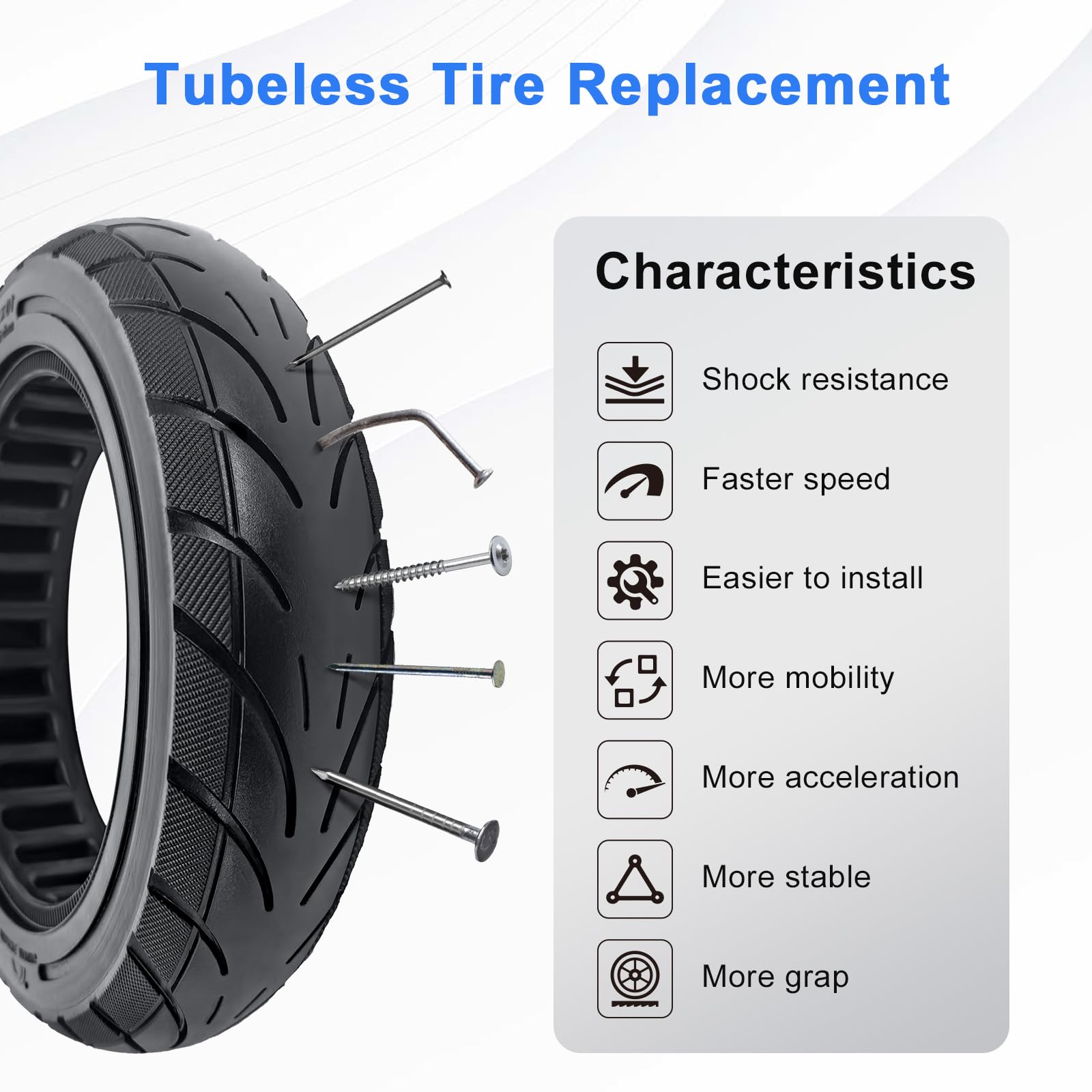 SYACHI 10x2.125 Scooter Tires [Slot 43mm] 10x2.125 Honeycomb Solid Tires No Inflation, Puncture-Resistant Heavy Duty Replacement Wheels for Segway Ninebot F20, F25, F30, F40, D28U?1 Pack