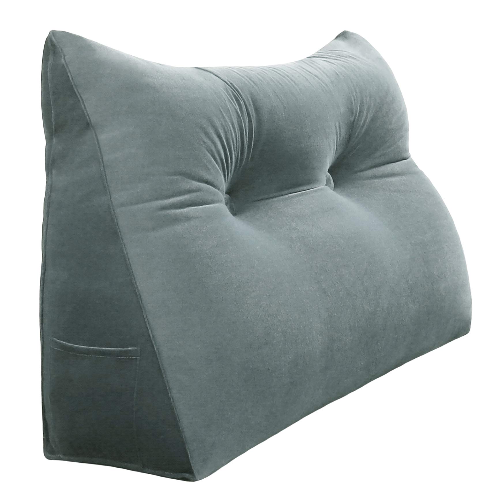 Cuscino Da Lettura Ergonomico BNCKTRD - Supporto Schiena E Lombare, 80 Cm, Rivestimento Velluto Beige, Tasche Laterali