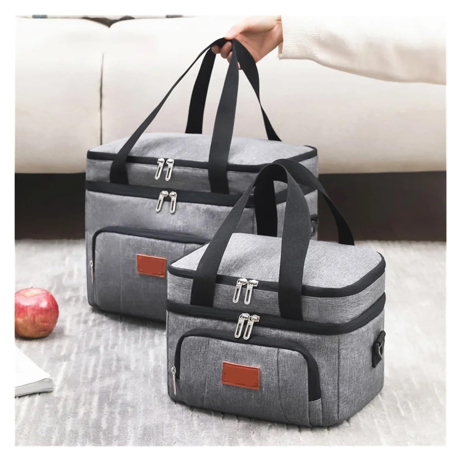 Lunchtasche Multifunktionale Doppelschichten-Tragetasche, Kühler, Lunch-Taschen for Damen und Herren, große Kapazität, Reise-Picknick-Lunchbox mit Schultergurt