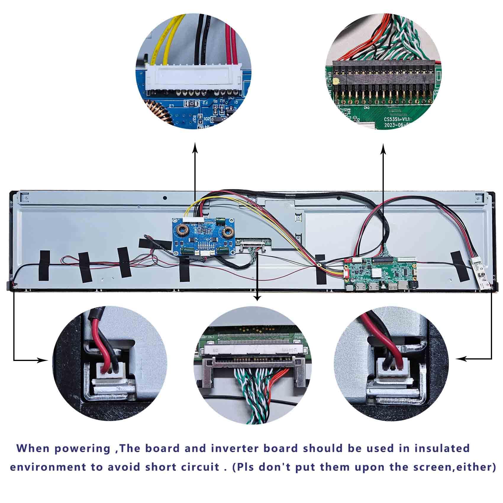 FanyiTek 28 inch 1920x360,60HZ DV280FBM-NB2 51pin IPS Long Strip Wide Bar LCD Display and USB SD Card LVDs Driver Board,Multimedia Supports MP4