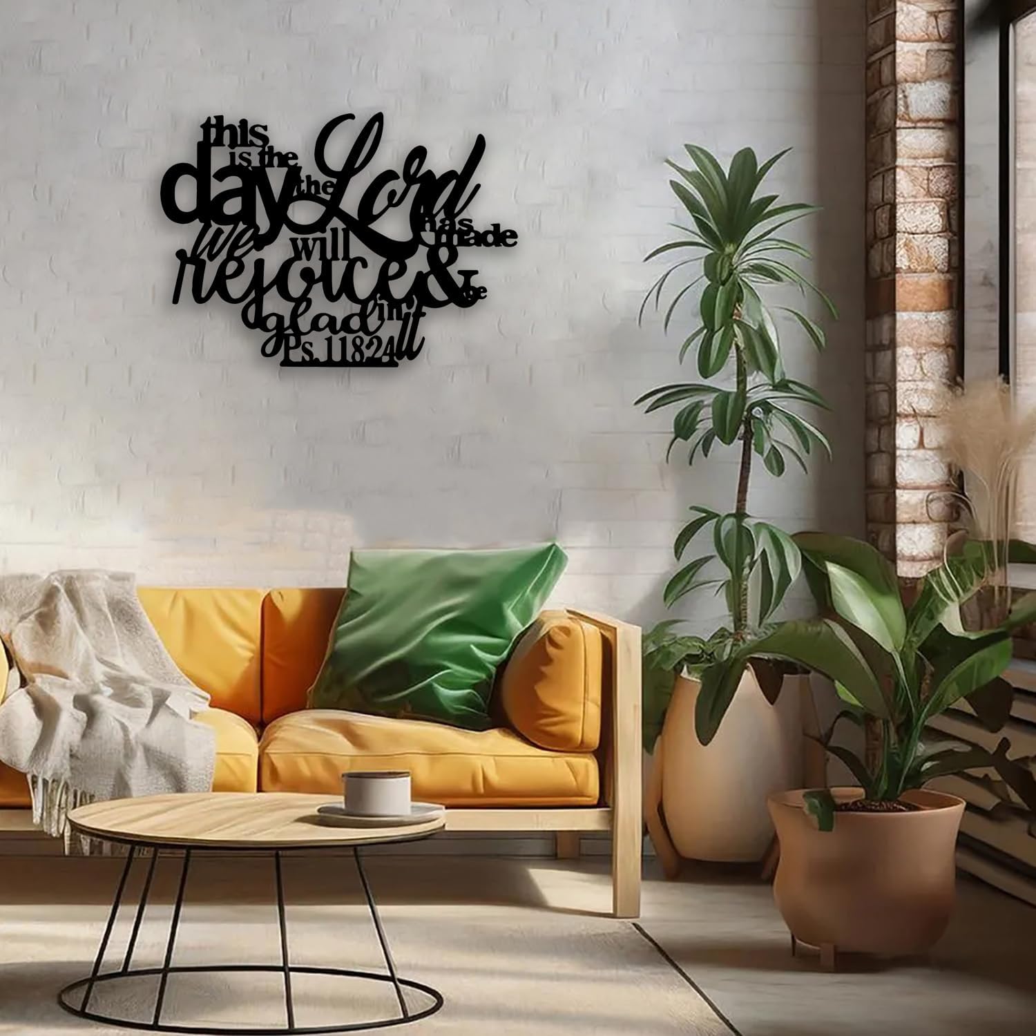 OPTYBVFD Psalm 118 24 Metal Wall Decor - Christianity Inspirational Scripture Room Decor Wall Art Home Decor for Living Room, Bedroom, Dining Room, Bathroom, Office (Black) - Image 3