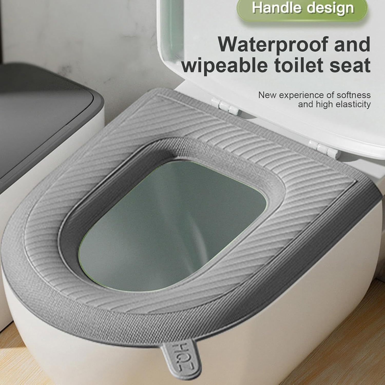 Silicone Toilet Seat Cushion with Lifter - Soft & Washable -3