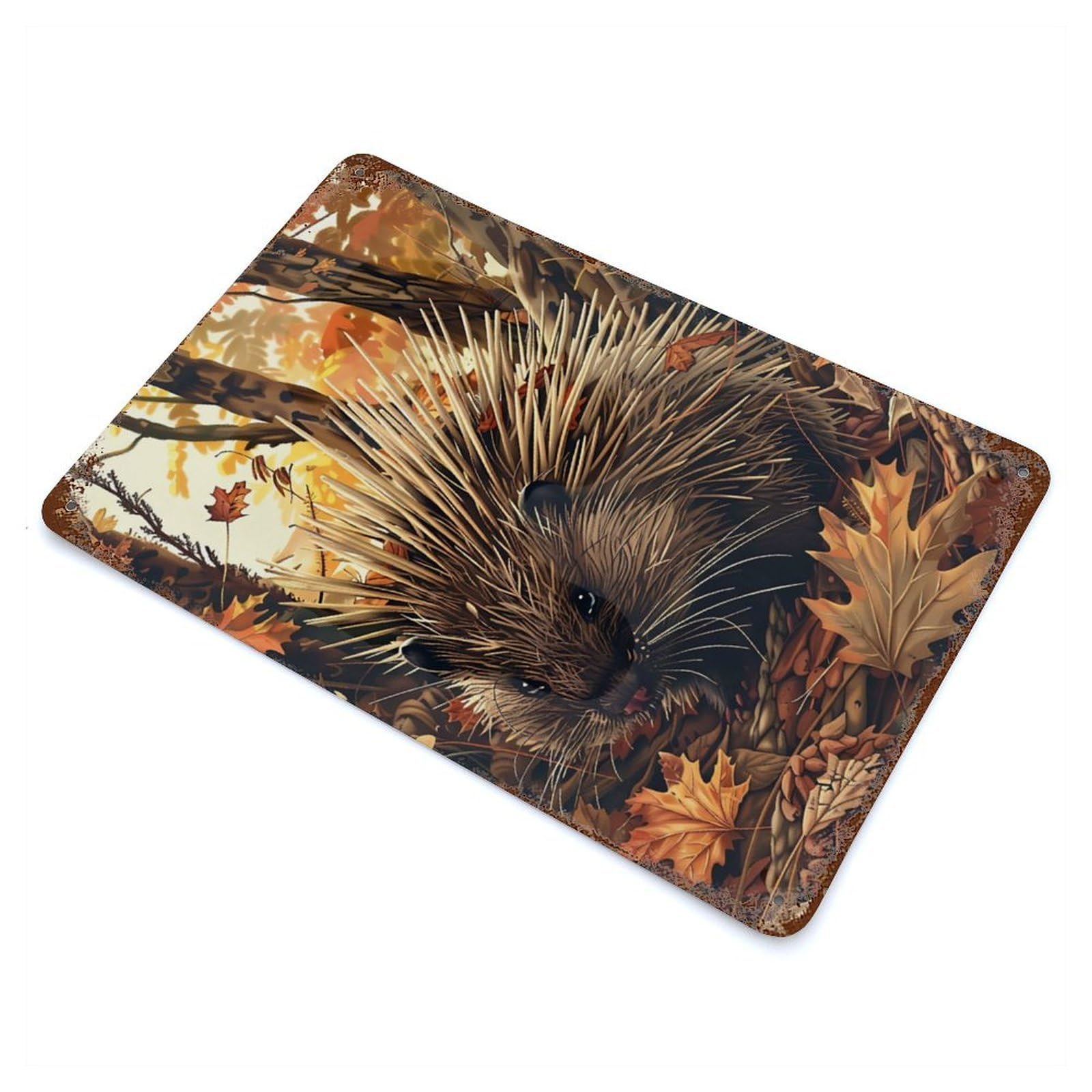 Great Porcupine Rusty Metal Tin Sign 11.8"x7.9", for Basement, Hobby Room And Garage Decor, Retro Wall Decor