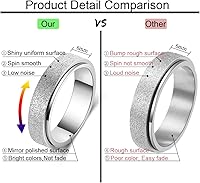 Vista 50 de Titanium Stainless Steel Anxiety Ring for Women Men Fidget Spinner Ring, Size 6-12, Width 6MM, 5-Color: Rose Gold-Rainbow-Silver-Black-Blue