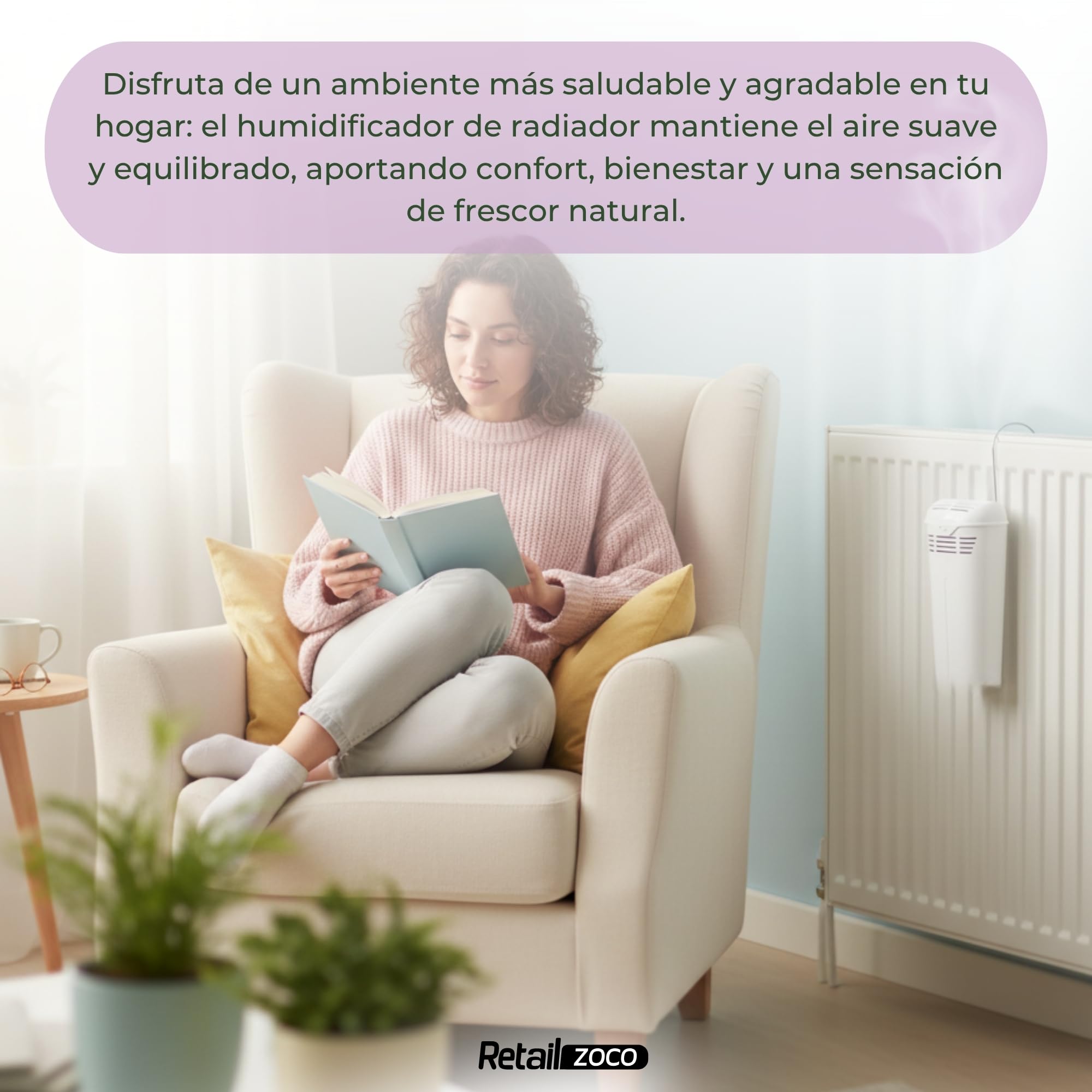 TECHZOCO Humidificador Para Radiador, universal con gancho para colgar flexible, Plástico, Blanco, 3 Unidades