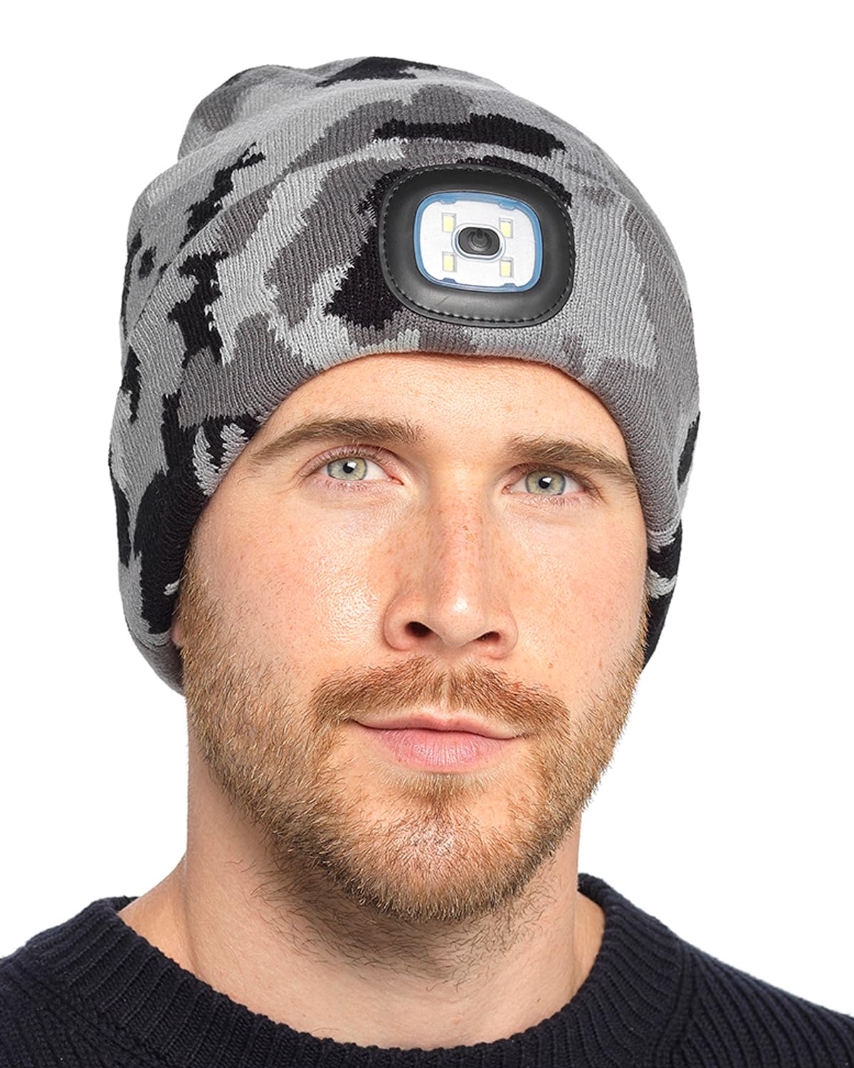 Undercover Men's Grey Camo Adults Beanie Led Light Hat Gl1044