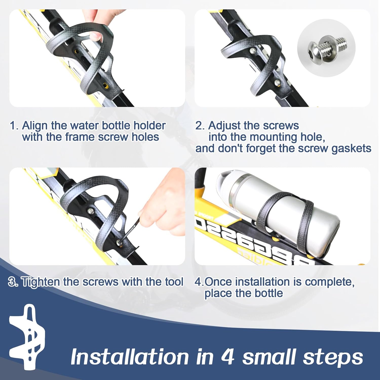 ROADNADO Carbon Fiber Bike Water Bottle Cages Ultralight Drink Holder Left Opening/Right Opening Bicycle Bottle Cupholder for MTB Road Bike Cycling Mountain Bikes (1PCS / 2PCS)