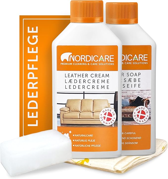 Nordicare Leather Cleaner Care Kit for Sofas, Cars, Furniture Leather