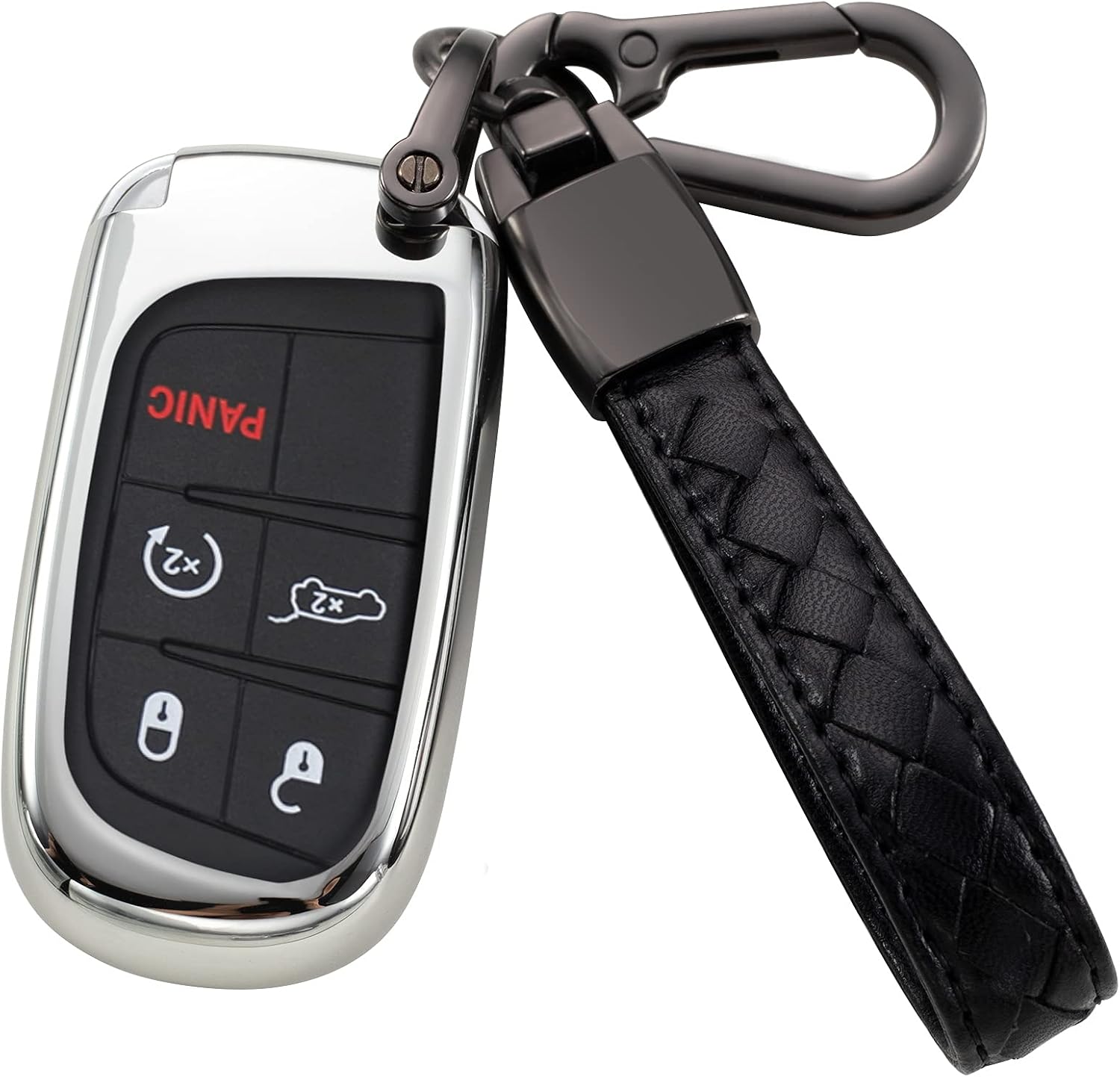 for Dodge Key Fob Cover,Key Fob Cover Case for Dodge Charger Challenger Dart Journey Durango Grand Caravan RAM, Remote Accessories Protector(3 4 5-Button, Silver )