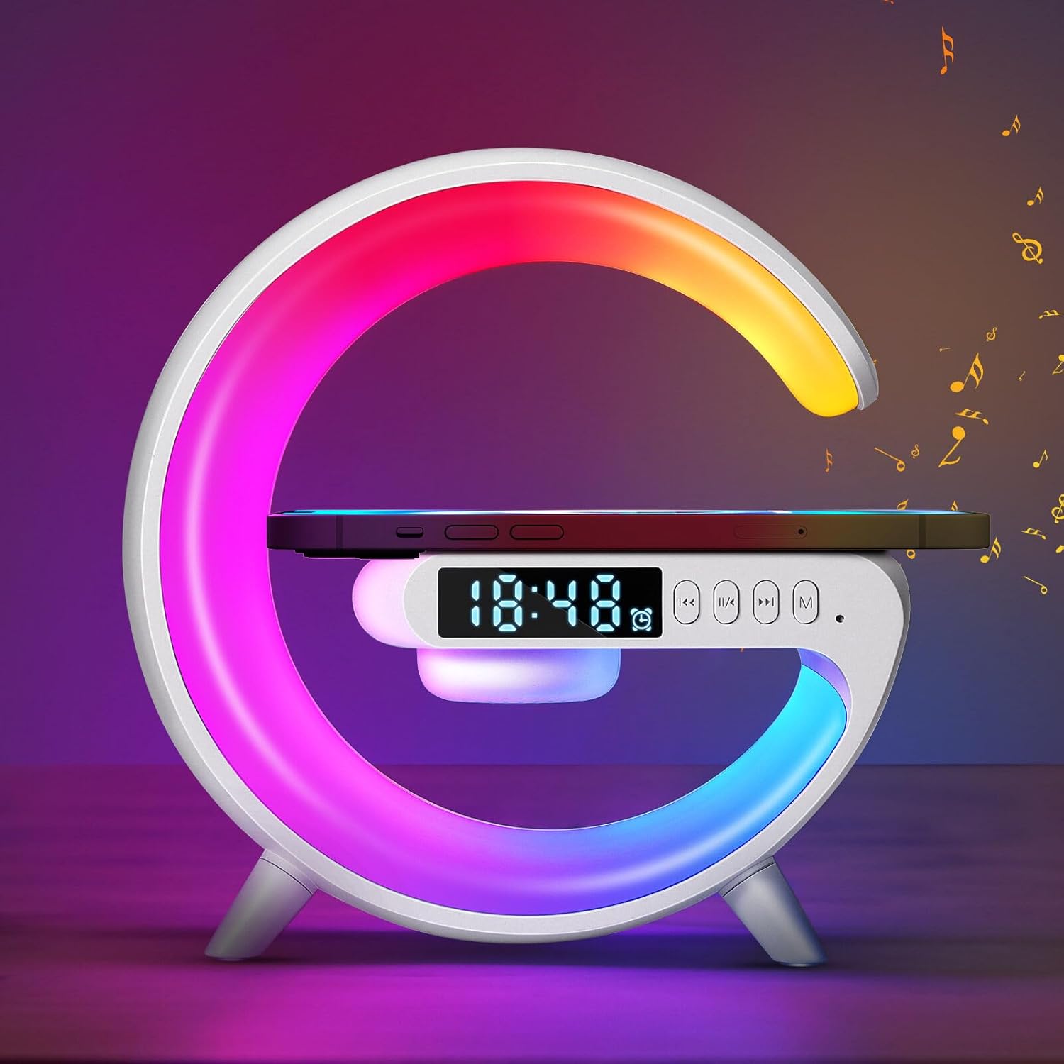 Christmas Green Waves Retro Bluetooth Speaker Clock with Ambient Light Projector