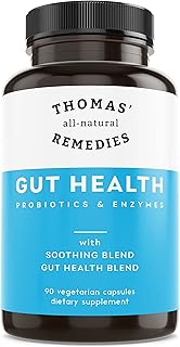 Thomas' all-natural Remedies Gut Health with Digestive Enzymes, Probiotics, Ginger, Papaya, and Turmeric for Digestion and Bloating Relieve