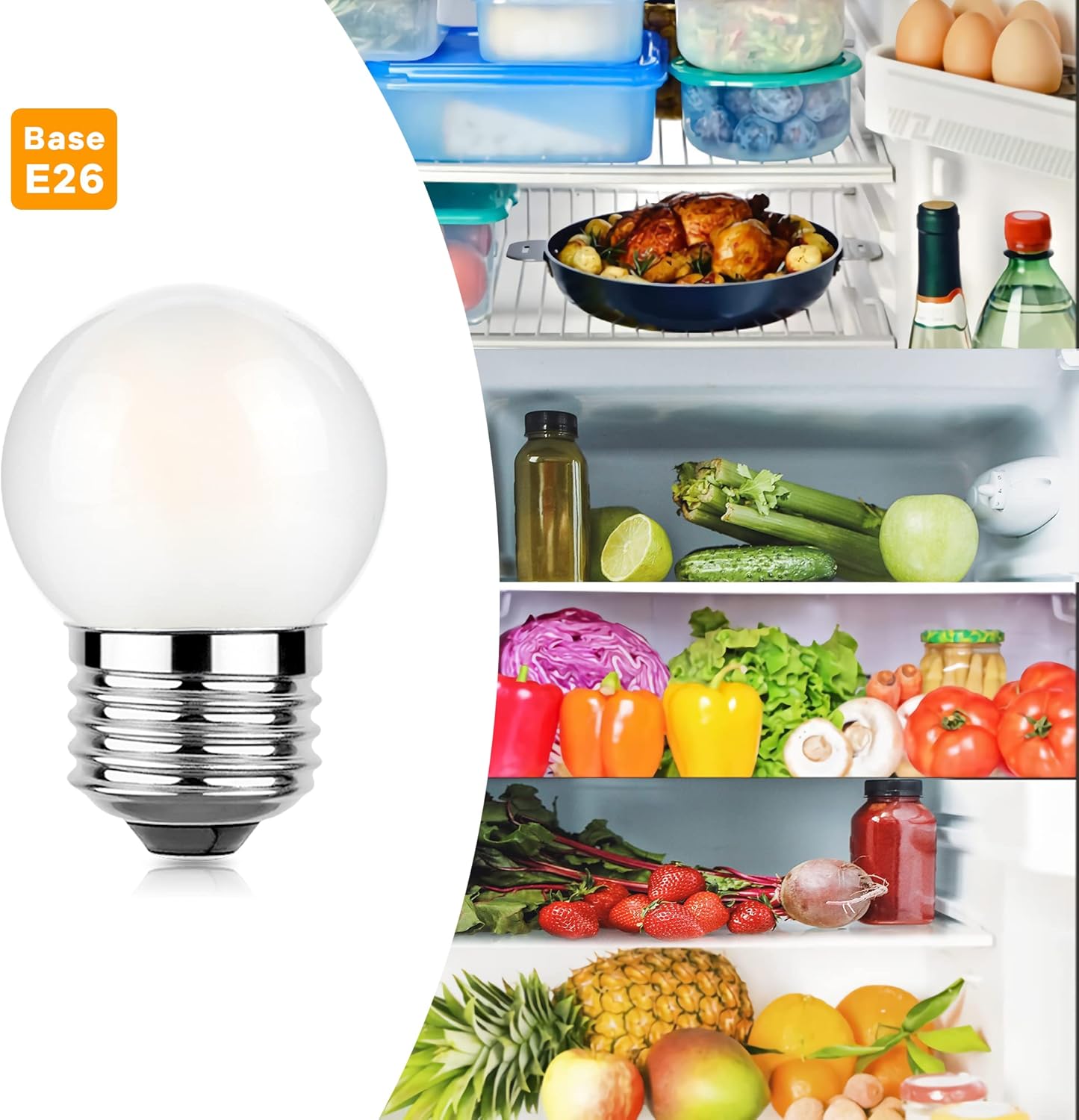 G40 Led Low Wattage Bulb 3W Equivalent 25 Watt Light Bulbs, Standard E26 Small Power, Frosted, Warm White 2700K, Dimmable for Bathroom Bedside Accent Lamps Appliance Bulb Refrigerator Pack of 2