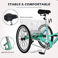 Vista 180 de H&ZT Triciclo para adultos, bicicleta de 3 ruedas, triciclo crucero, con engranaje de 7 velocidades, mango de freno de estacionamiento, escalón