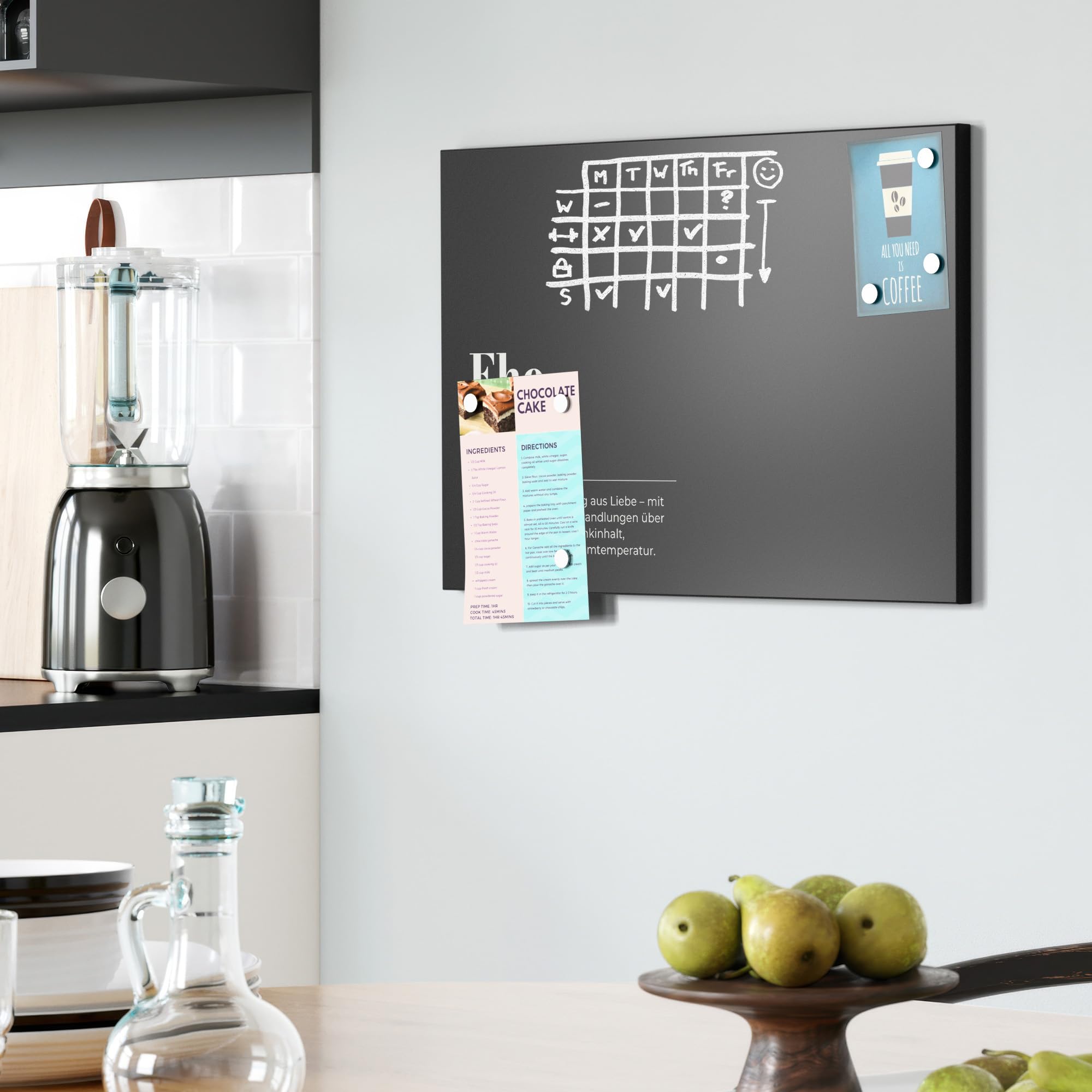 DEQORI Magnetische Kreidetafel mit UV-Druck | Motiv Ehe - Definition | Design rechteckig 60x40 cm | Kreide Metalltafel beschreibbar – Wanddeko für Küche, Flur, Kinderzimmer & Büro
