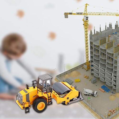 Miniatura 5 de Gemini&Genius Juguetes de vehículos de construcción a escala 135, graduador fundido a presión de ingeniería, cepilladora de carretera, modelos de