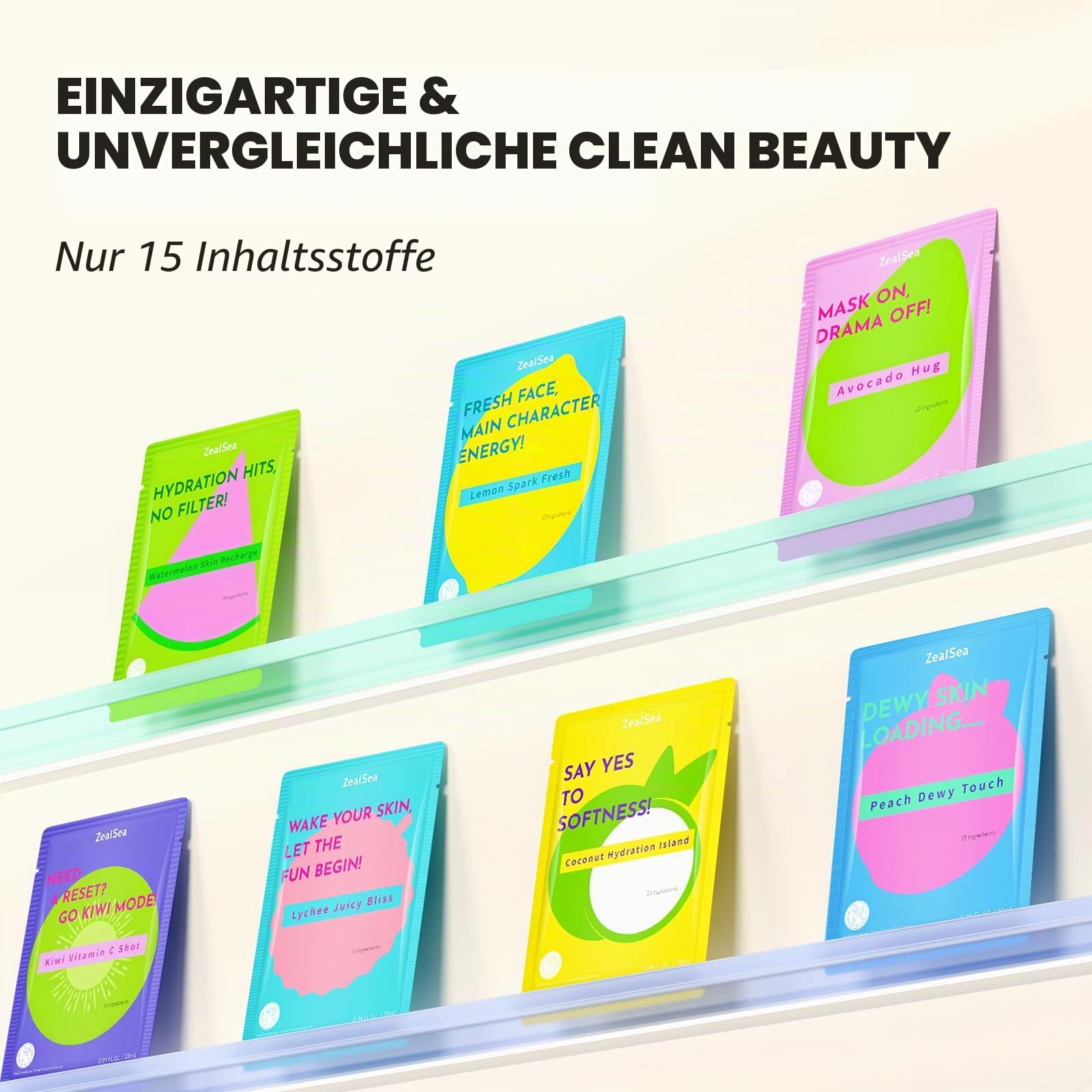 ZealSea EWG Tuchmasken-Pflegeset, 21er-Pack, Spa-Party-Geschenk für Teenies