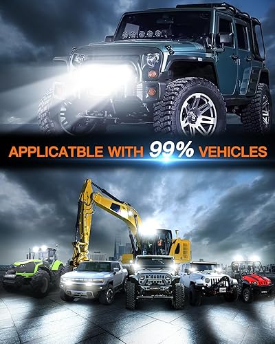 Miniatura 9 de LEDMIRCY Kit de barra de luz LED de 7 pulgadas con interruptor basculante, arnés de cable, 2 luces LED de triple fila, haz combinado de inundación