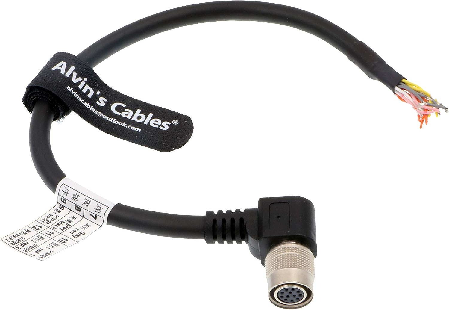 Alvin's Cables 12 Pin Hirose Right Angle Female to Open End Shield Cable for Probilt GIGE Cameras