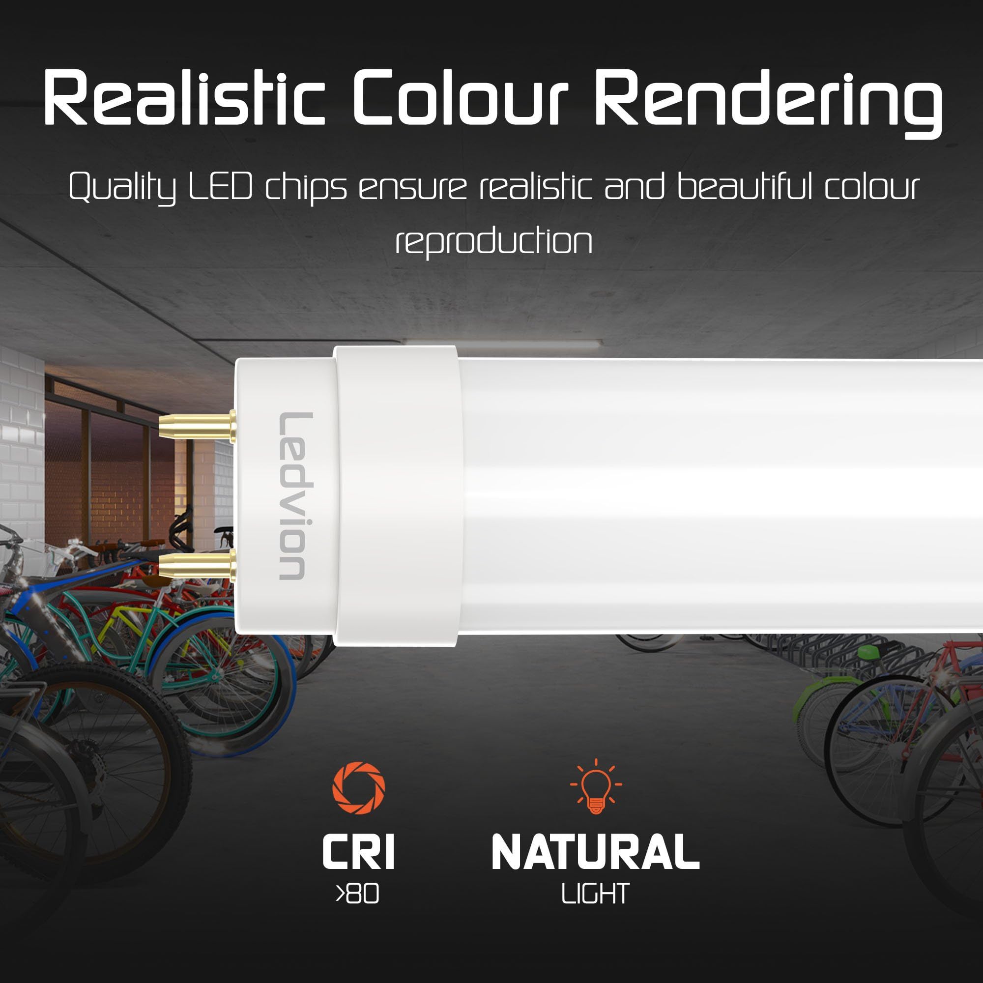 Ledvion - 10X LED TL-Röhre 120CM inkl. LED-Starter, 18W, 6500K, 100lm/W, 30.000 Betriebsstunden