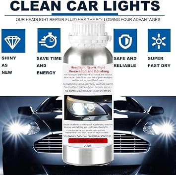 200ML Headlight Restoration Liquid, Car Headlight Polishing Repair Fluid