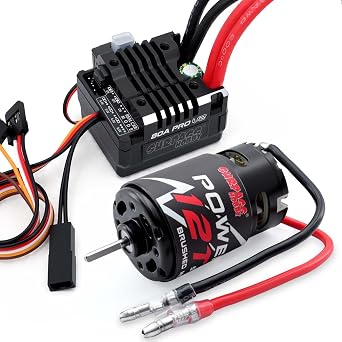 550 12T Brushed Motor and ESC PRO 80A Set for 1/10 RC Truck Car Traxxas Trx4 Arrma Bronco Granite Senton Typhon 44 Redcat Axial HPI Axial SCX10 II III Redcat Gen7 Gen8 V2 RC4WD D9012T
